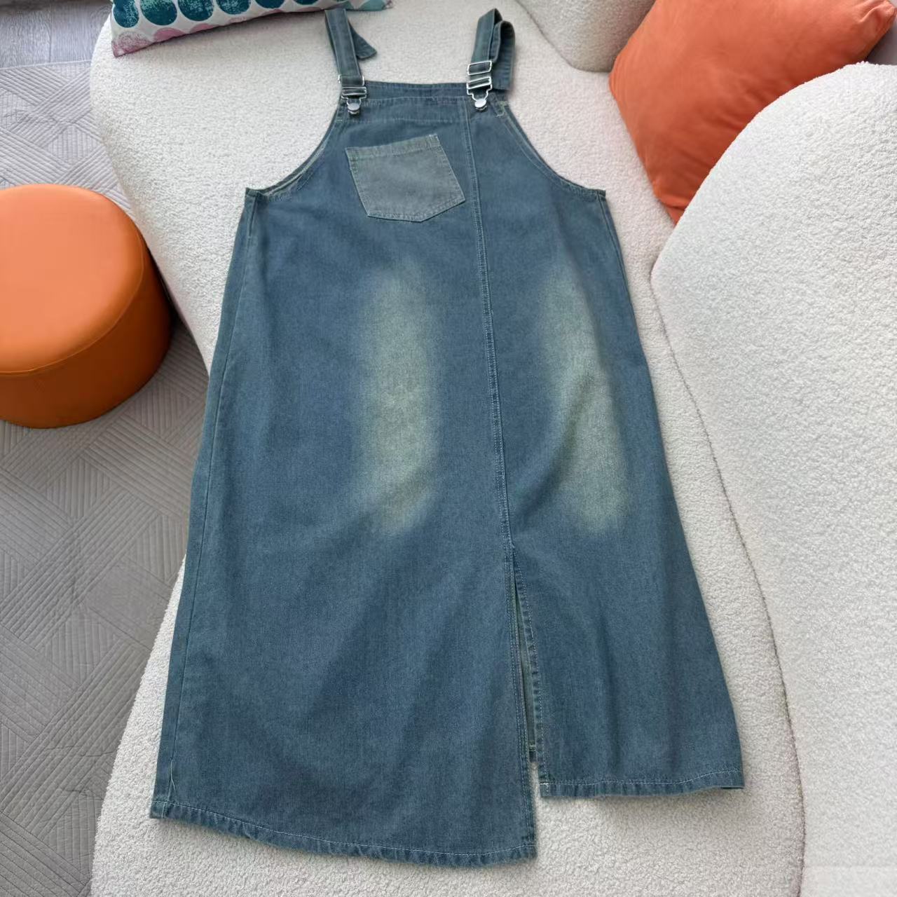 Street Fashion Kl - Yaz kadın Denim Askı Elbiseler Kore