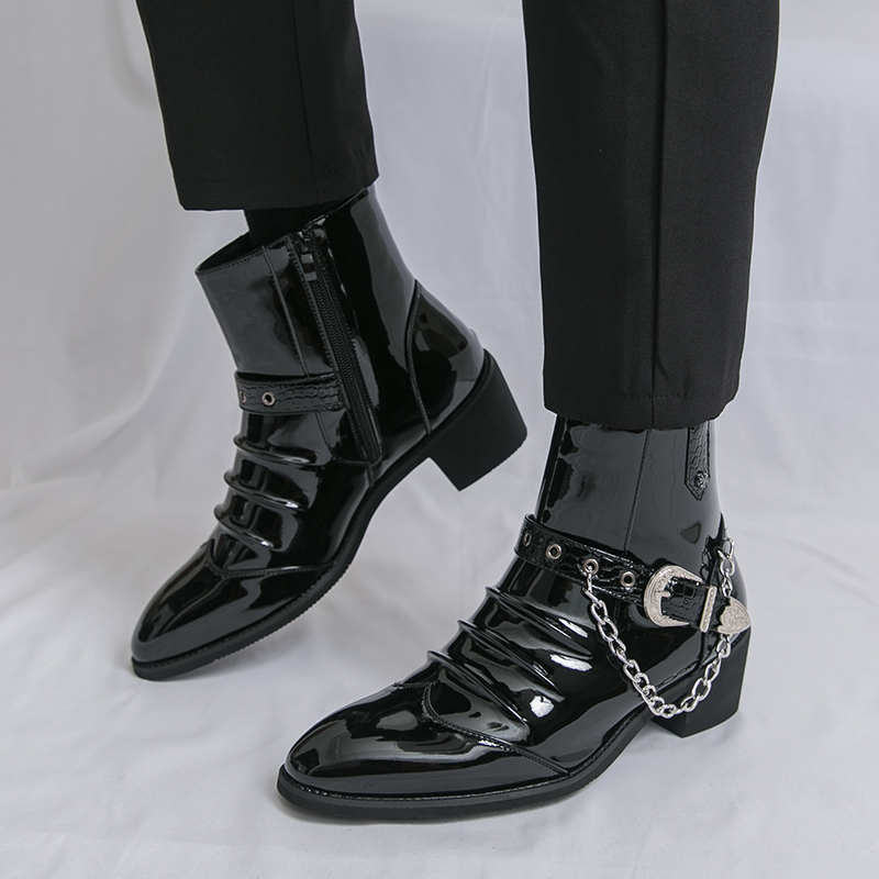 Street Fashion High End - Moda Yan Fermuarlı Yüksek Top Erkek