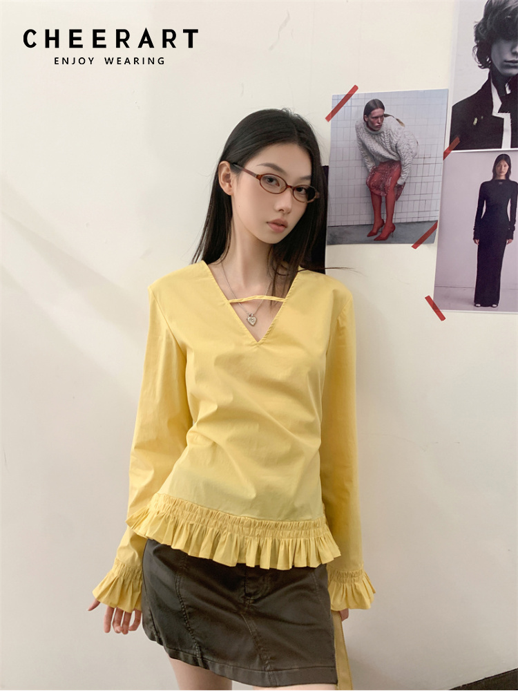 Street Fashion Winter 2025 - CHEERART Sonbahar 2025 Moda Kadın Sarı