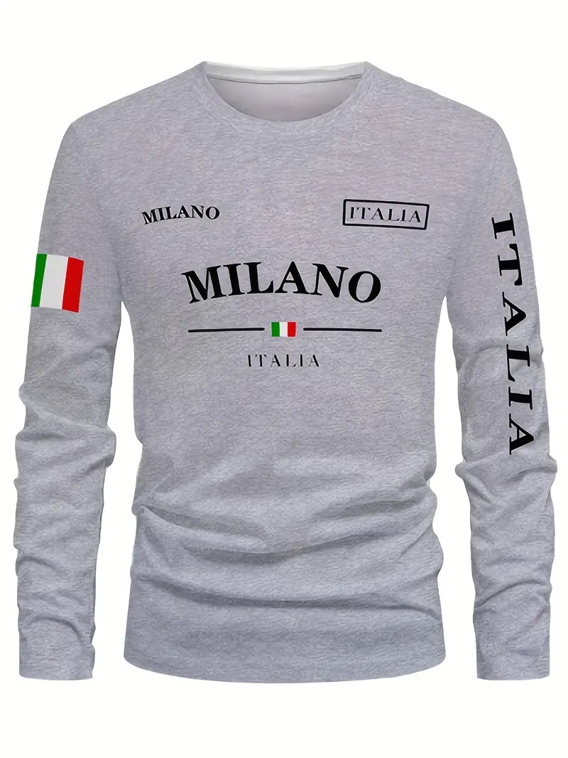 Street Fashion Of Milan - 2026 İlkbahar/Yaz Erkek Uzun Kollu Tişört