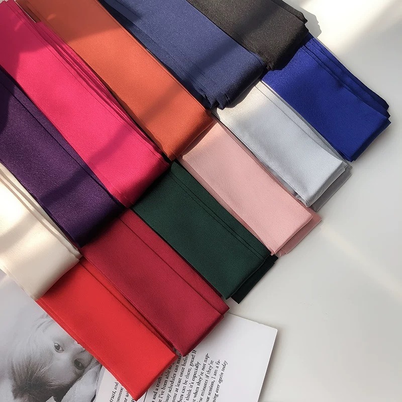 Saten düz renk ipek eşarp dar  - French Street Fashion incelemesi ve fiyatı