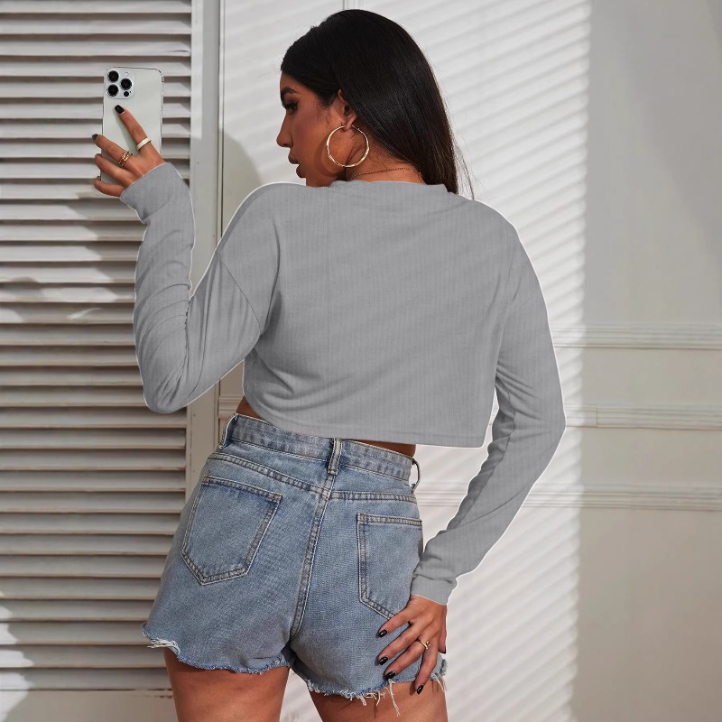 Kadın Crop Top T-Shirt Katı İn - Fashion Street Yoga incelemesi ve fiyatı