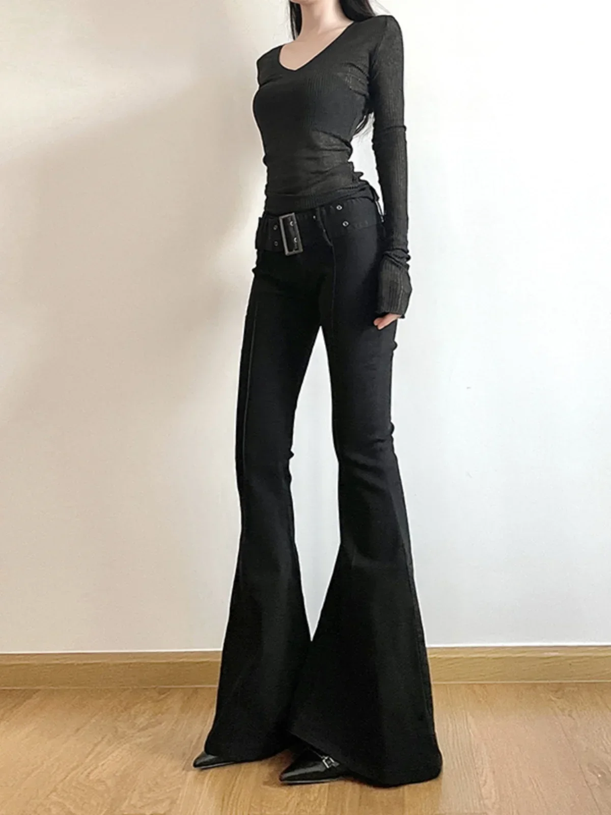 Kadın Siyah Kot Flare Pantolon - Fashion Street Yoga incelemesi ve fiyatı