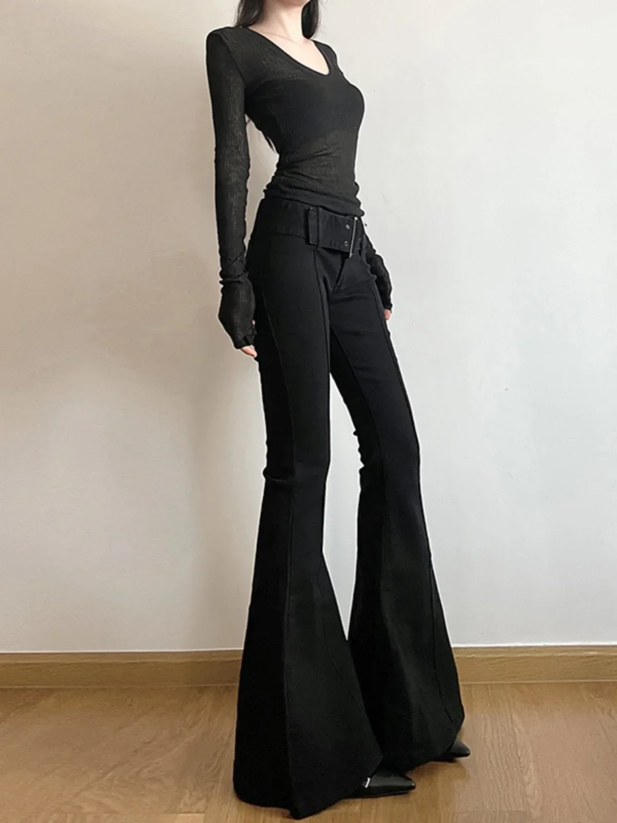 Kadın Siyah Kot Flare Pantolon - Fashion Street Yoga incelemesi ve fiyatı